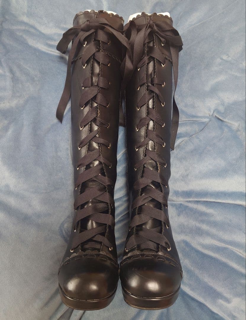 Angelic Pretty　ブラックレースアップロングブーツ