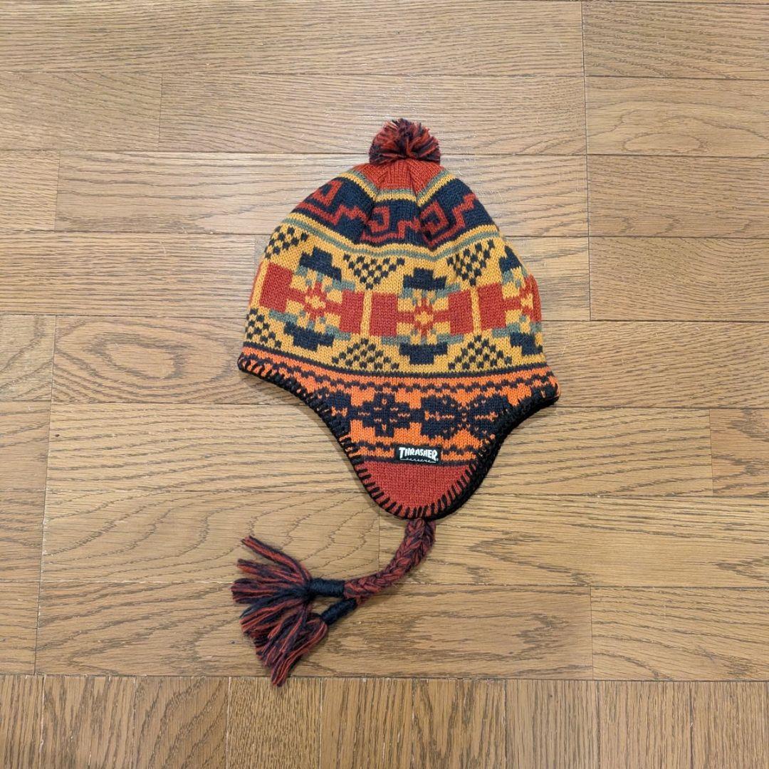 赤 Supreme Thrasher Earflap Beanie