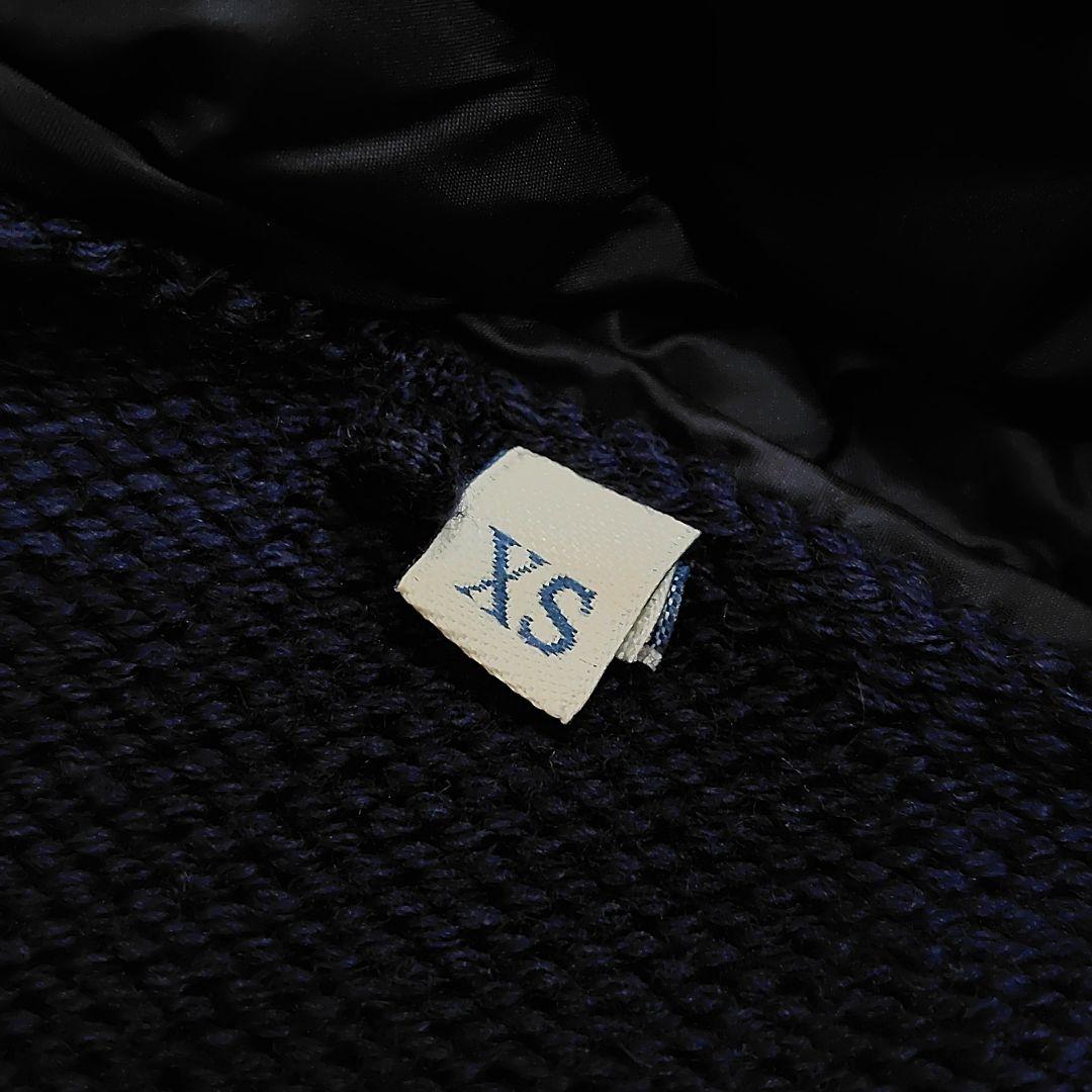 モンクレール Maglione ダウン×ニットカーディガン フリル ネイビー