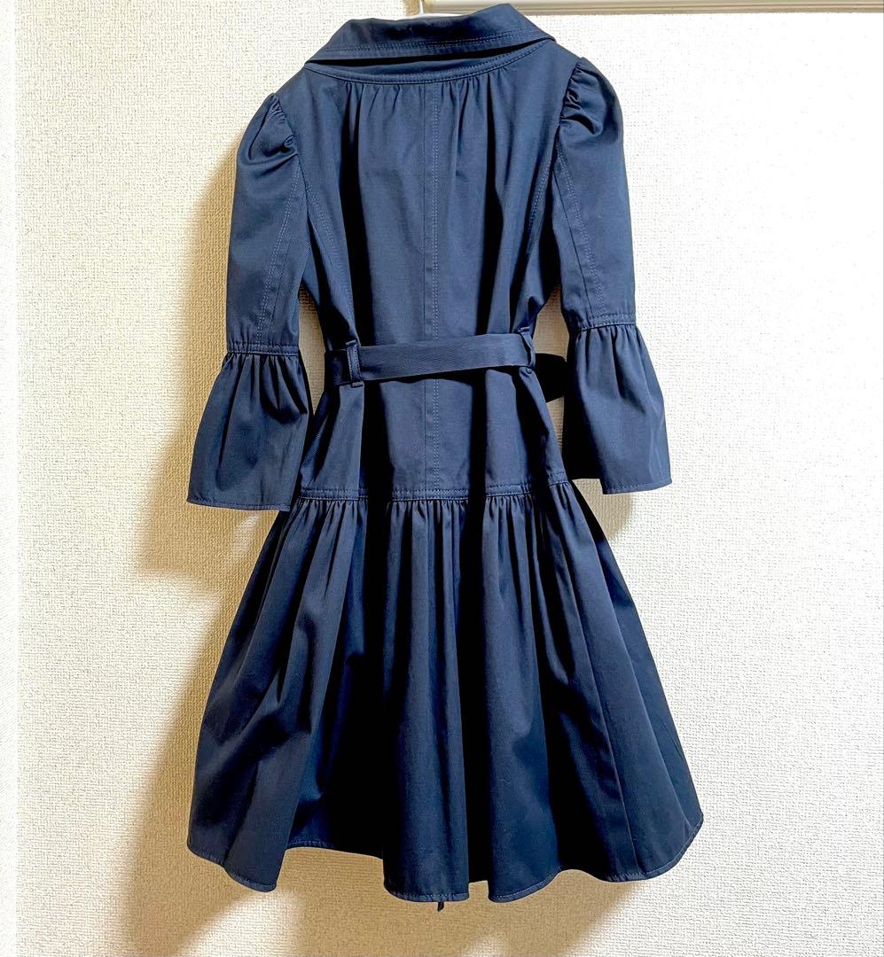 美品 バーバリーブルーレーベル ネイビーブラック トレンチコートベルト付き38