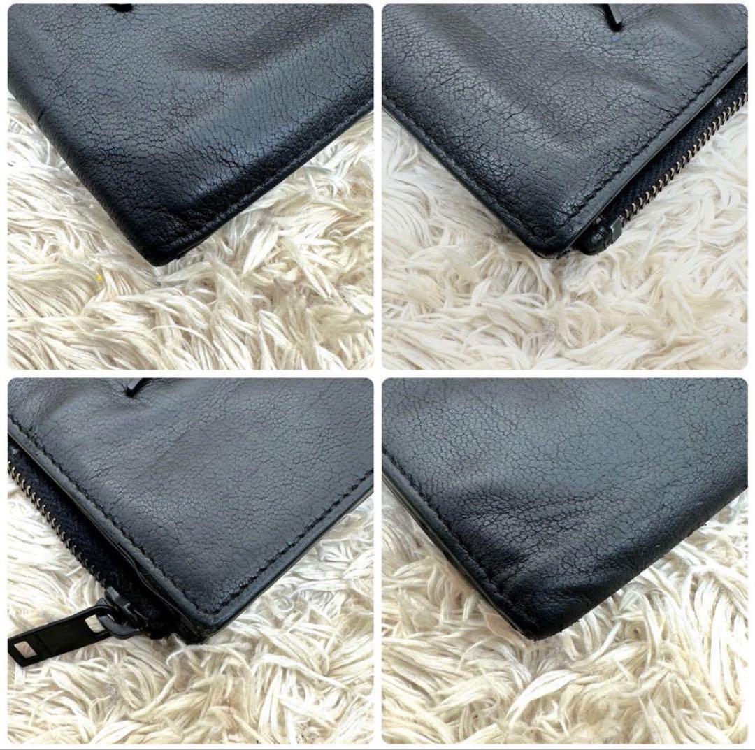 サンローラン 二つ折り財布 ブラック クロコ YSL レディース