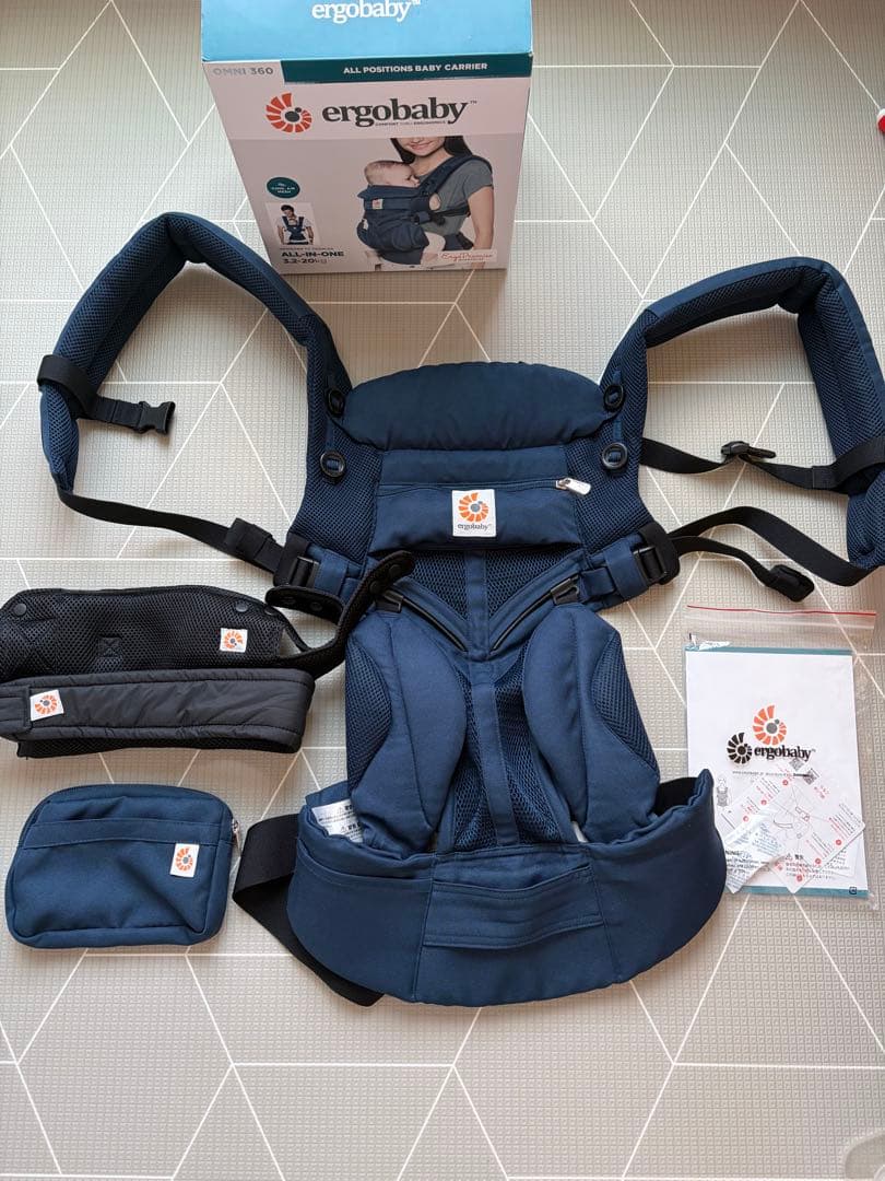 【極美品】エルゴベビー オムニ360 クールエア ネイビー 抱っこひも