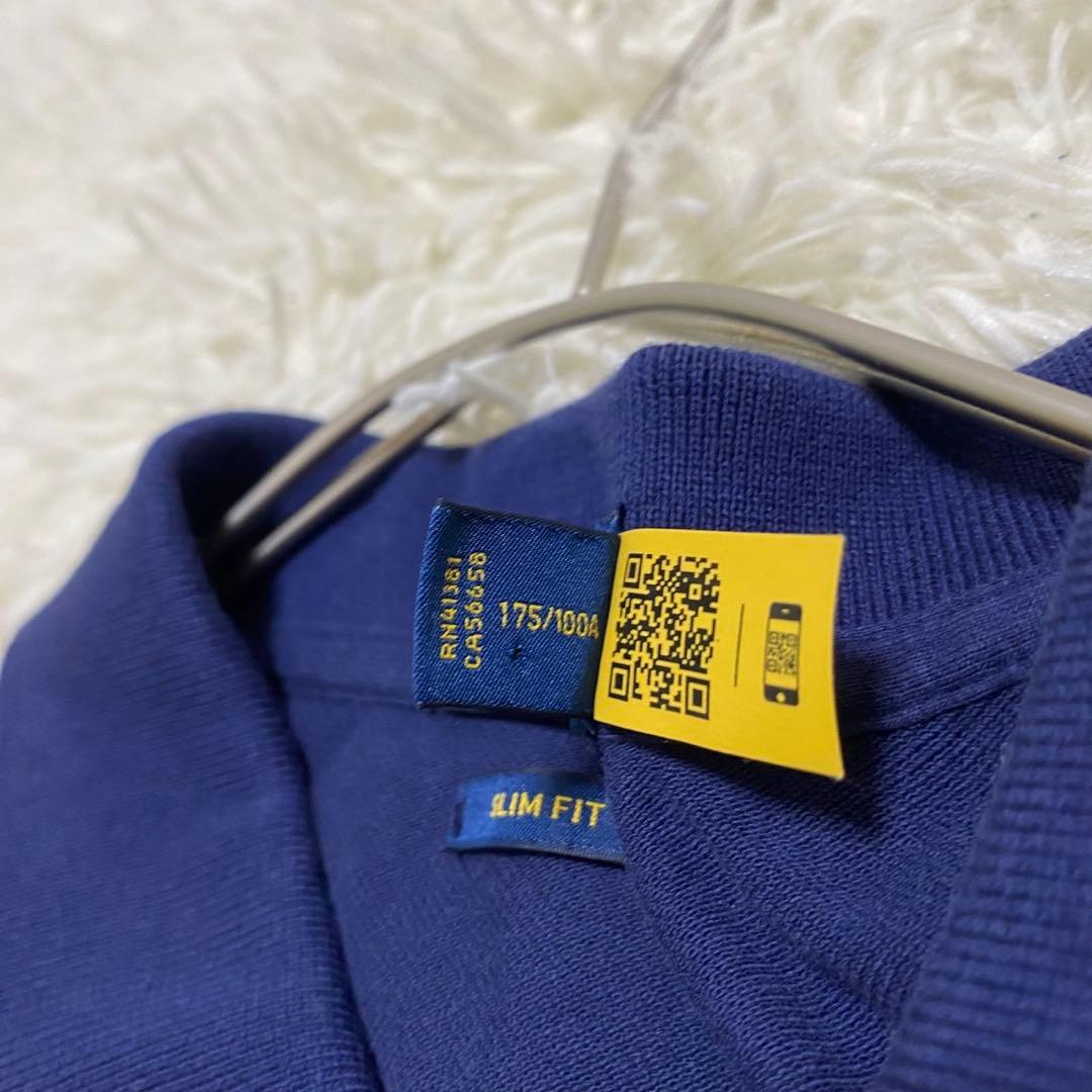 【極美品✨】ポロラルフローレン スリムフィットストレッチポロシャツ 現行 紺XL