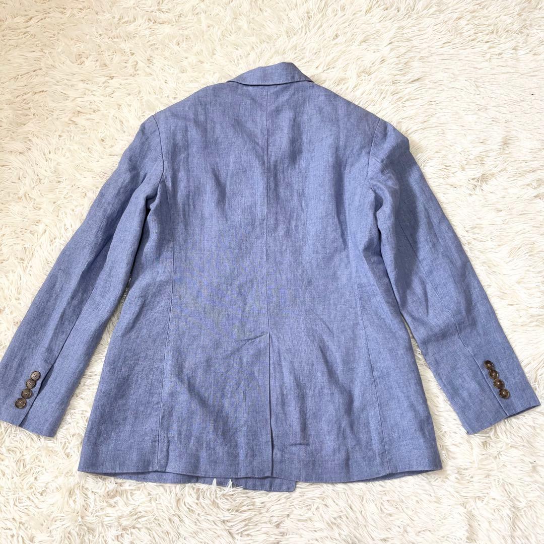 現行品　24ss ポロラルフローレン　ダブルブレステッドリネンブレザー ブルー