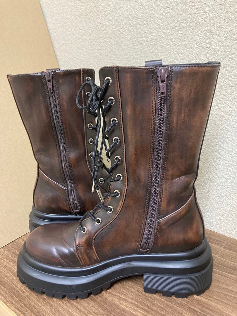 Ameri LACE UP TANK SOLE BOOTS ブラウン　Mサイズ