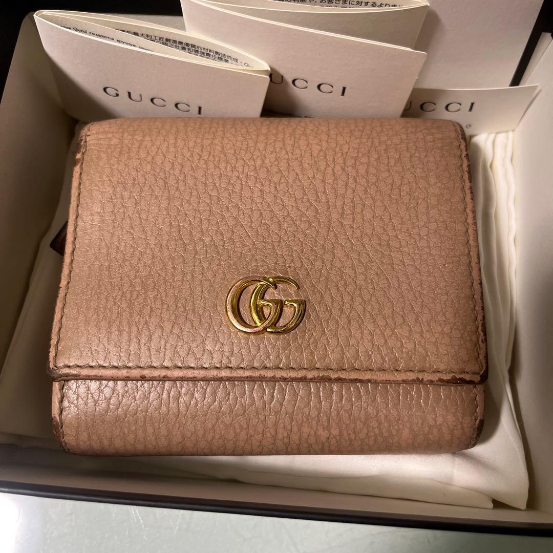 GUCCI グッチマーモントGG二つ折り財布 ベージュ