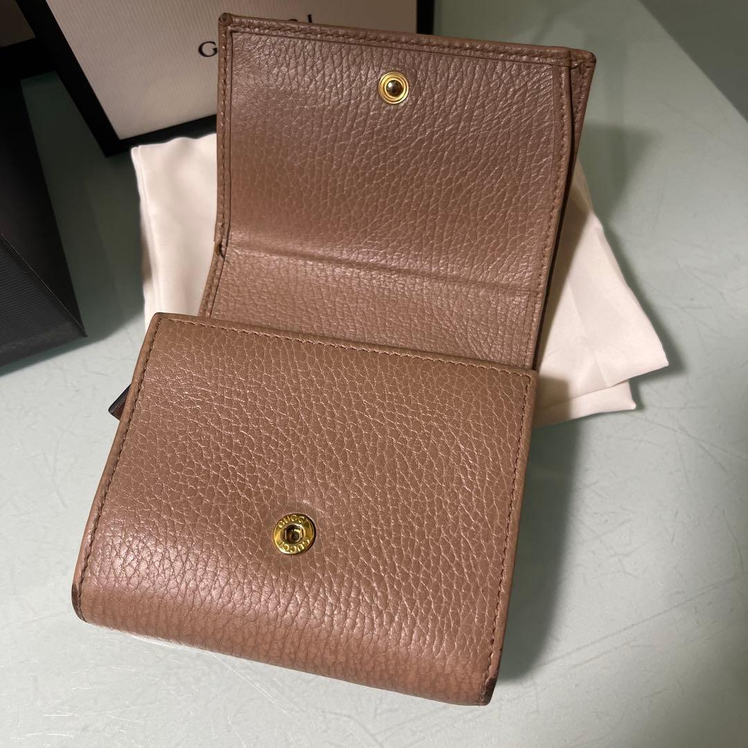 GUCCI グッチマーモントGG二つ折り財布 ベージュ
