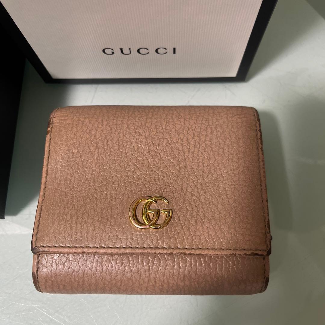 GUCCI グッチマーモントGG二つ折り財布 ベージュ
