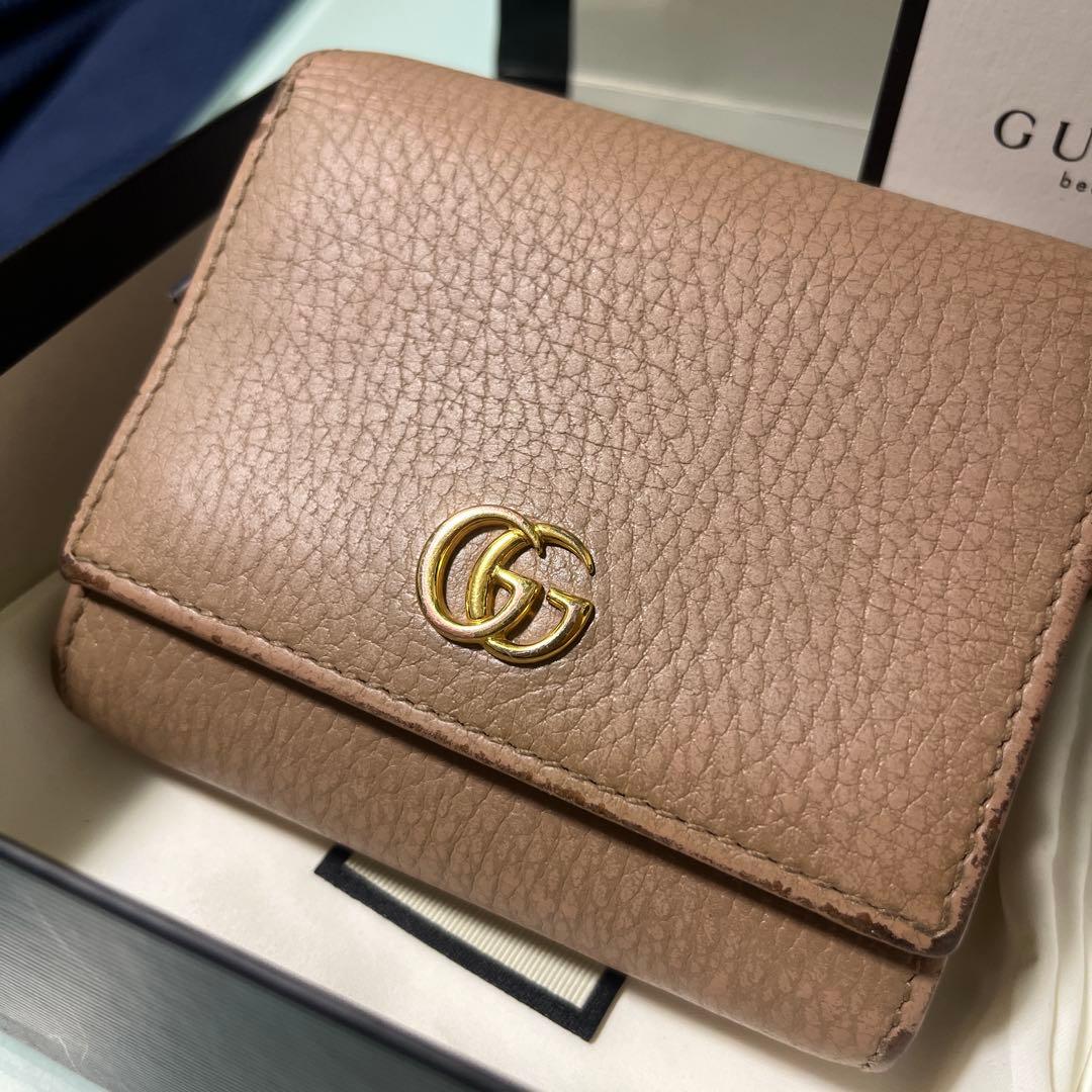 GUCCI グッチマーモントGG二つ折り財布 ベージュ