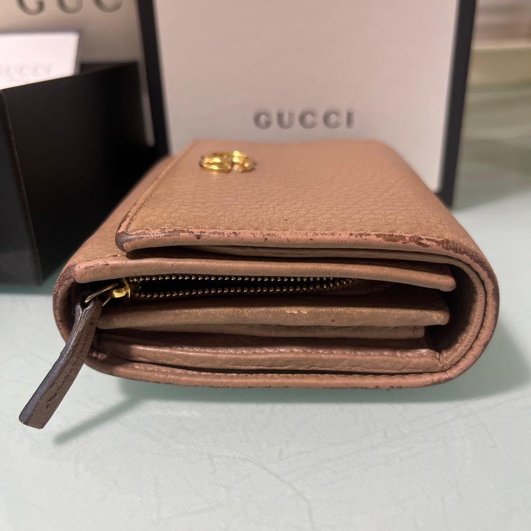 GUCCI グッチマーモントGG二つ折り財布 ベージュ