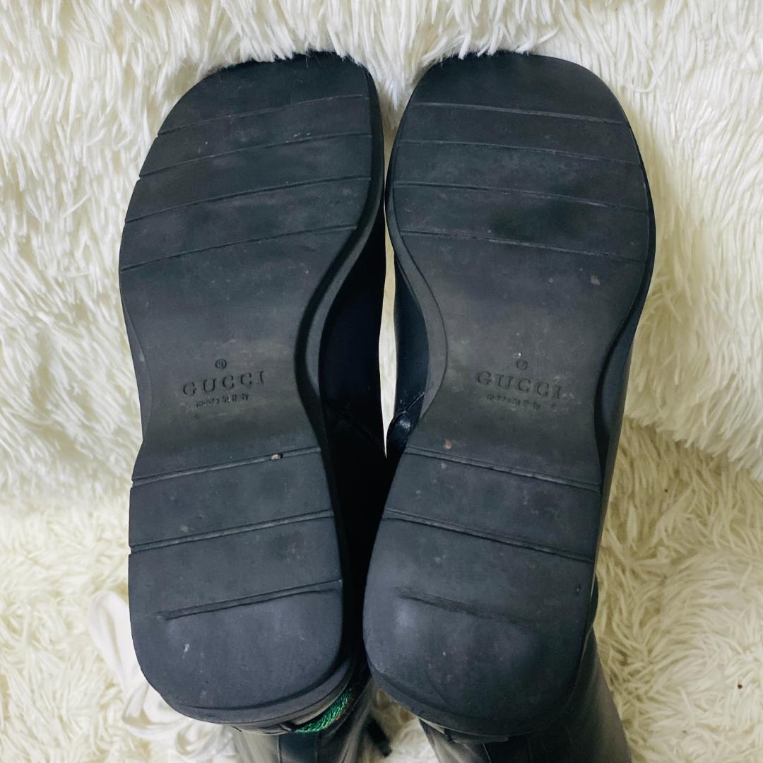 GUCCI グッチ シェリーライン ロングブーツ レザー　ブラック