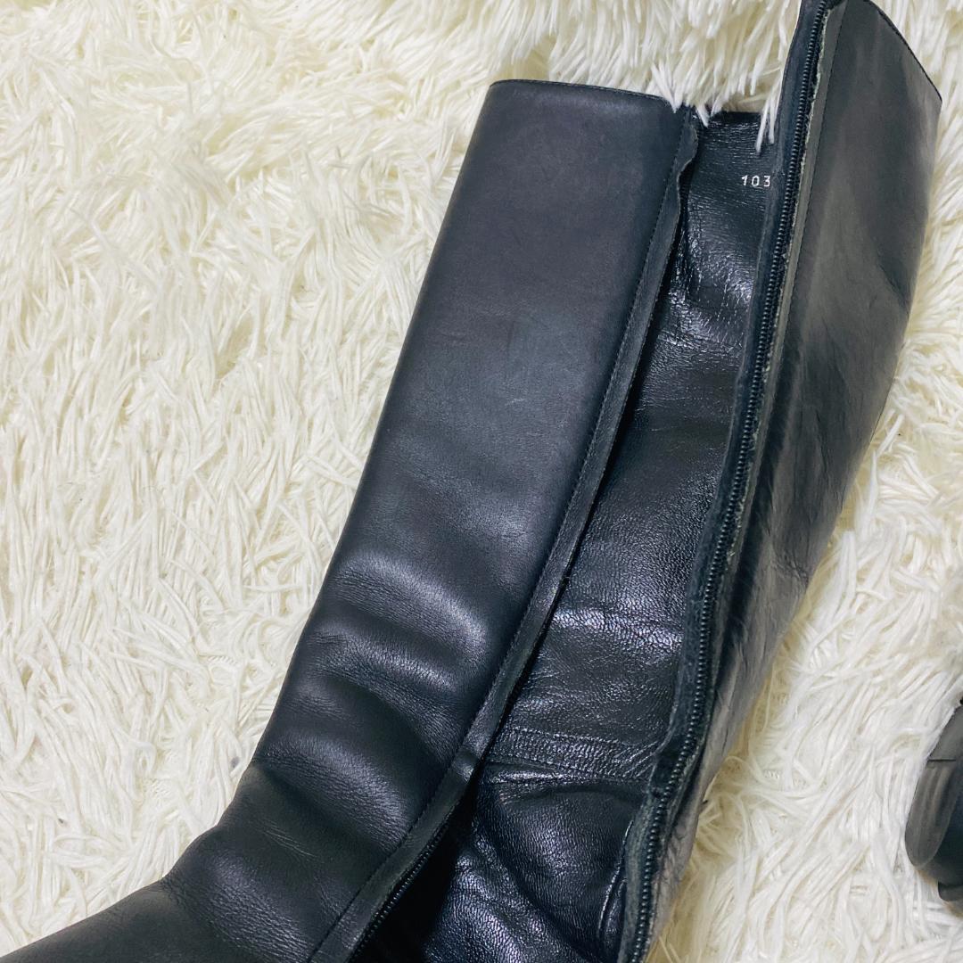 GUCCI グッチ シェリーライン ロングブーツ レザー　ブラック