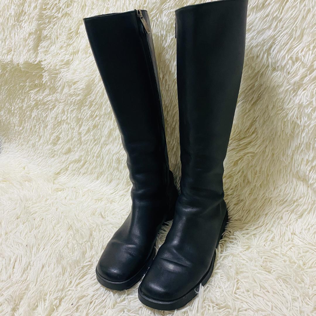 GUCCI グッチ シェリーライン ロングブーツ レザー　ブラック