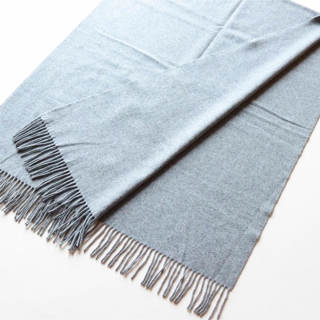 5426【極美品】ジョンストンズ 大判ストール カシミヤ混 無地 グレー