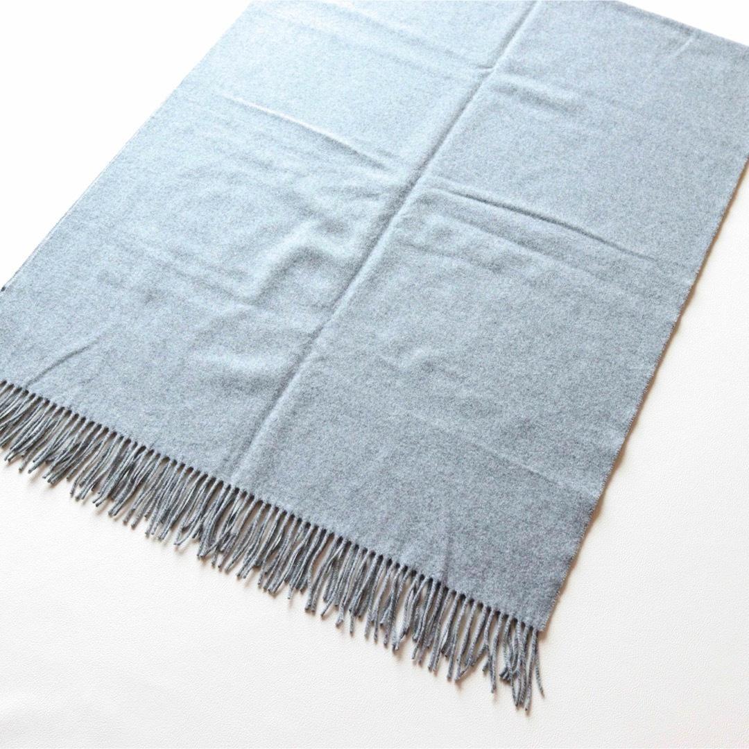 5426【極美品】ジョンストンズ 大判ストール カシミヤ混 無地 グレー