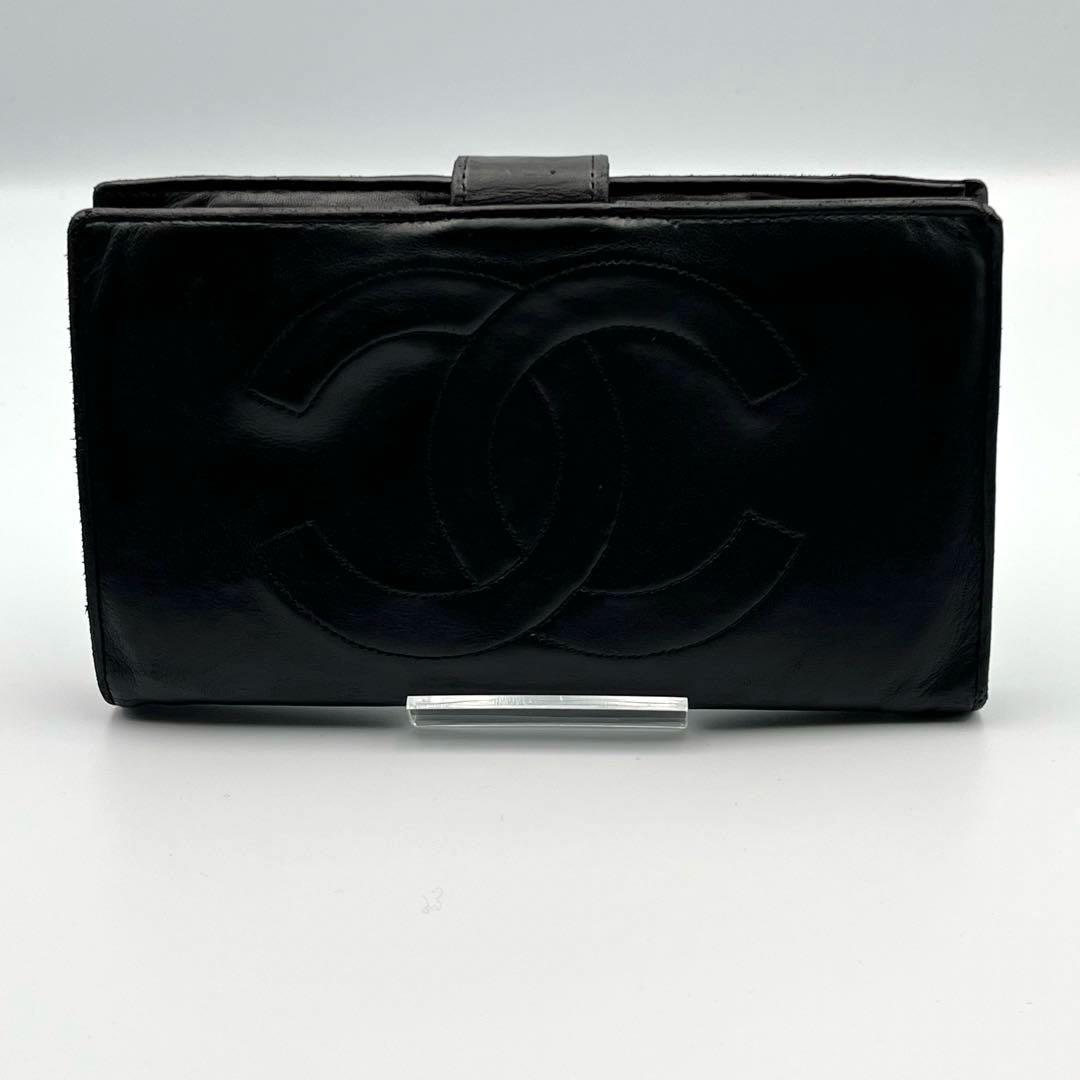 CHANEL シャネル　長財布　ココ　ラムスキン　レザー　がま口　二つ折り