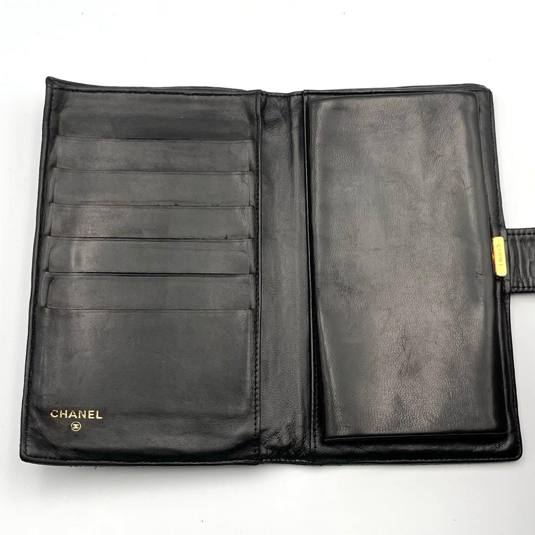 CHANEL シャネル　長財布　ココ　ラムスキン　レザー　がま口　二つ折り