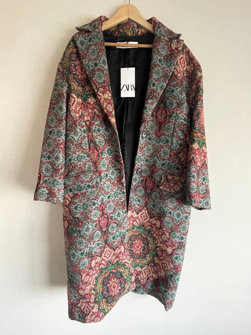 【新品】ZARA ジャガード コート 総柄 定価45,900円