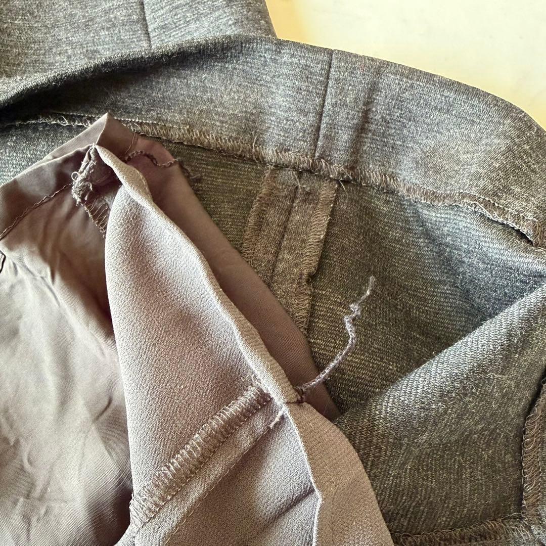 leilian レリアン 長袖ワンピース グレー L バックプリーツ 膝丈