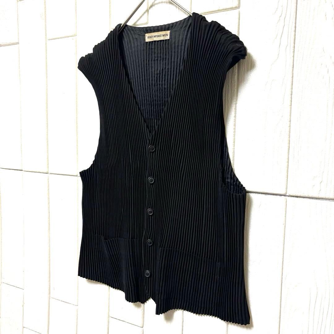 希少 90s ISSEY MIYAKE MEN プリーツ ベスト ジレ 黒 M