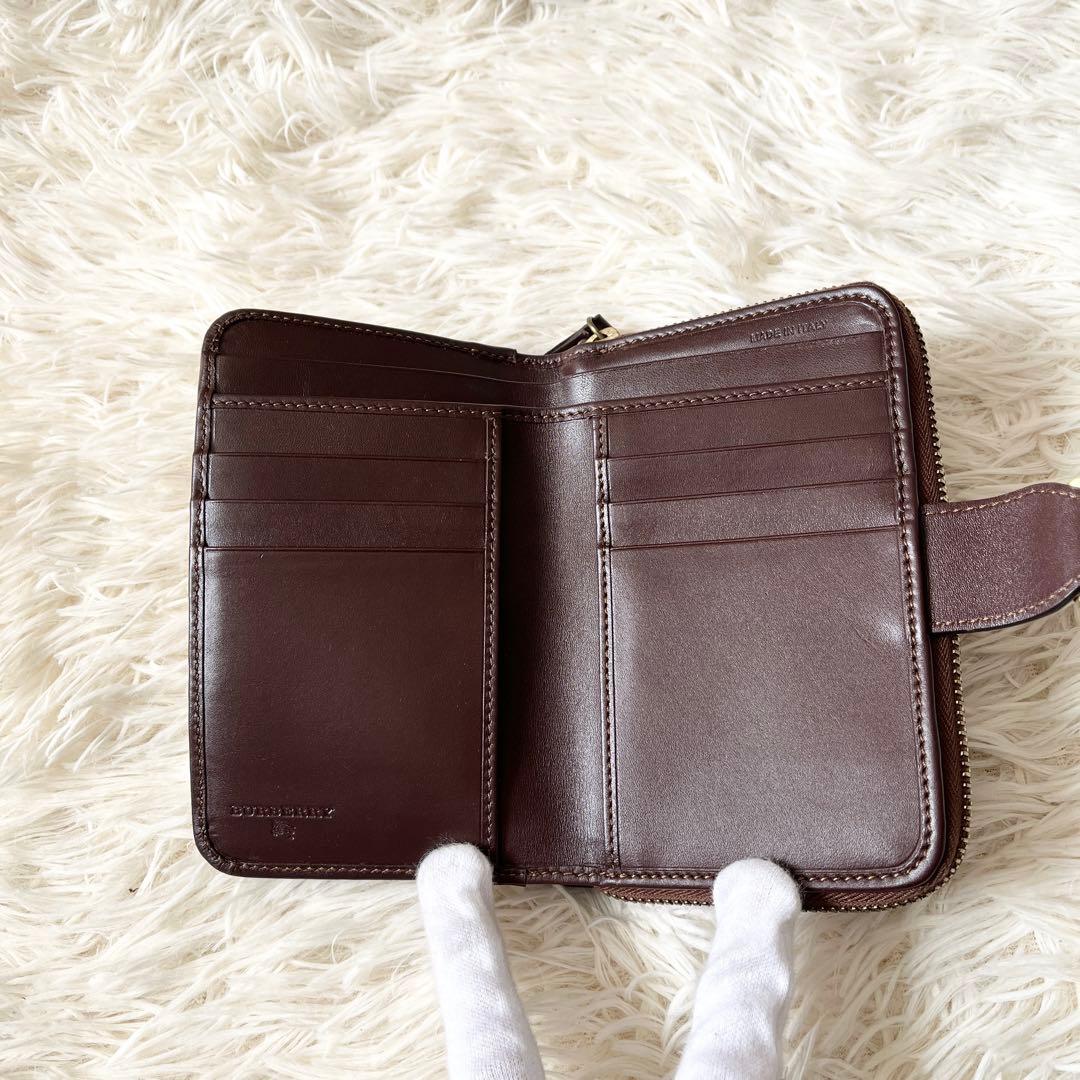 新品✨Burberry バーバリー　ノバチェック　二つ折り財布　ブラウン　レザー