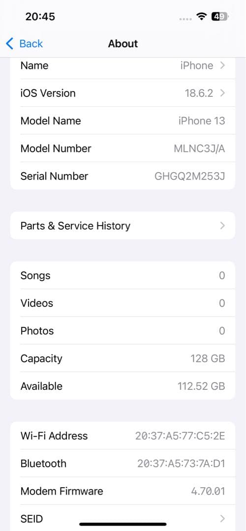【美品】iPhone 13 128 GB ミッドナイト　SIMロック無し
