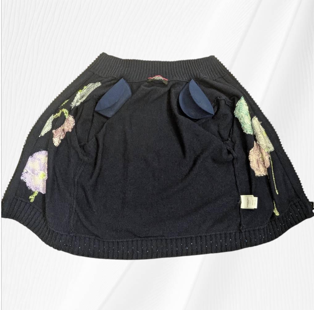 LEONARD レオナール 花柄 ニット カーディガン ネイビー系 ＬＬ