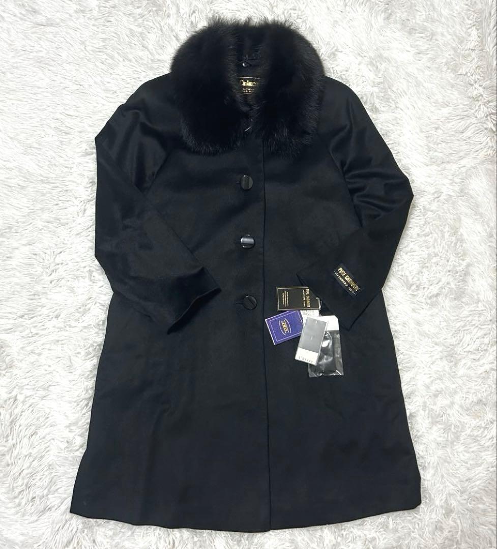 【タグ付き】I’hiver カシミヤ100％ Aラインコート ブルーフォックス