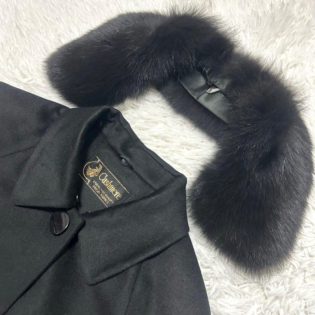 【タグ付き】I’hiver カシミヤ100％ Aラインコート ブルーフォックス