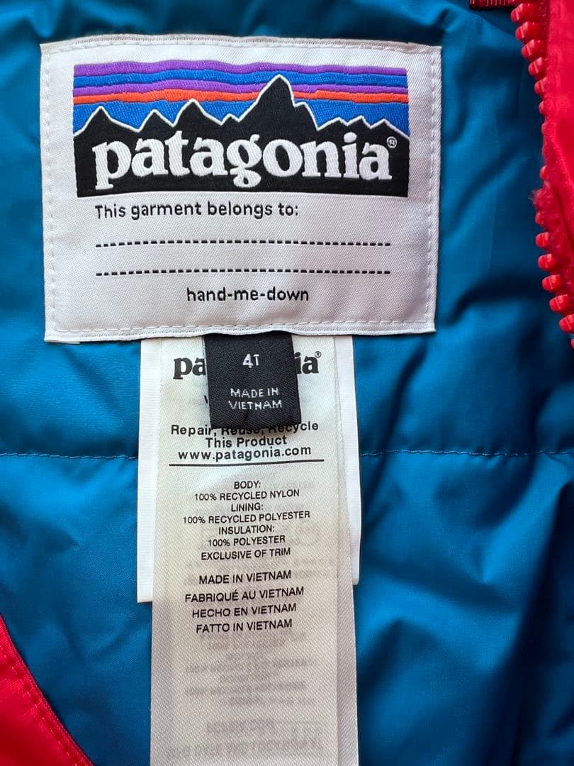 patagonia 子供用 スキーウェア レッド　4T (100)