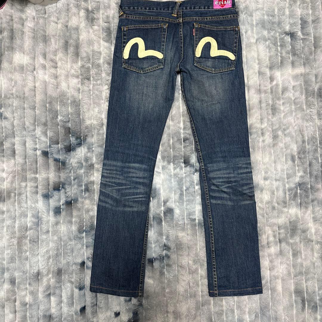 evisu ダークブルー ストレートジーンズ