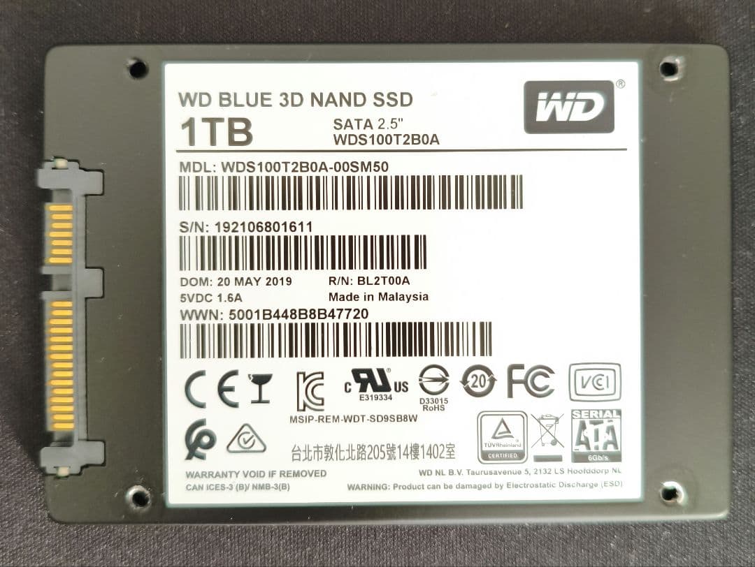 内蔵型SSD SATA SSD western digital WD BLUE 1TB