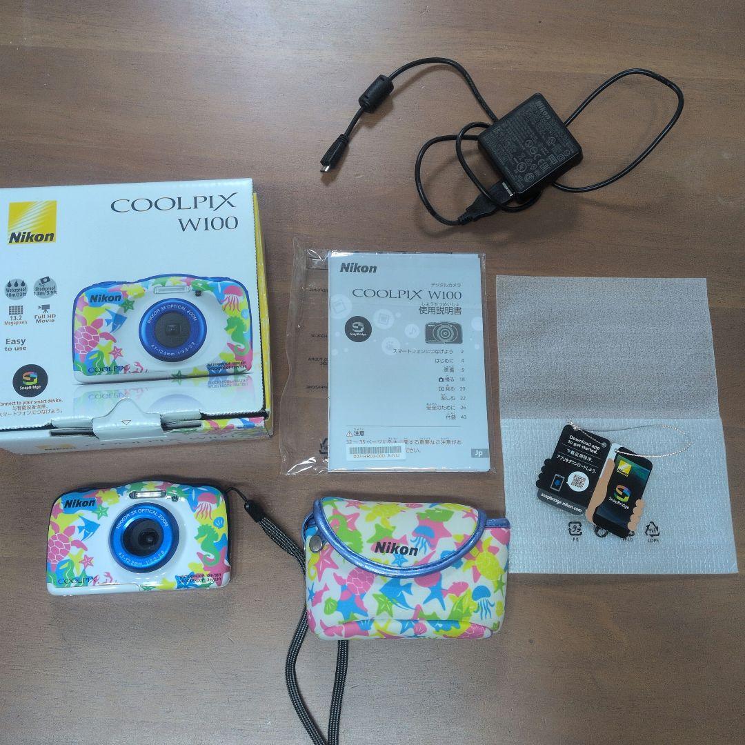 【極美品】Nikon COOLPIX W100 マリン 防水 デジカメ カメラ