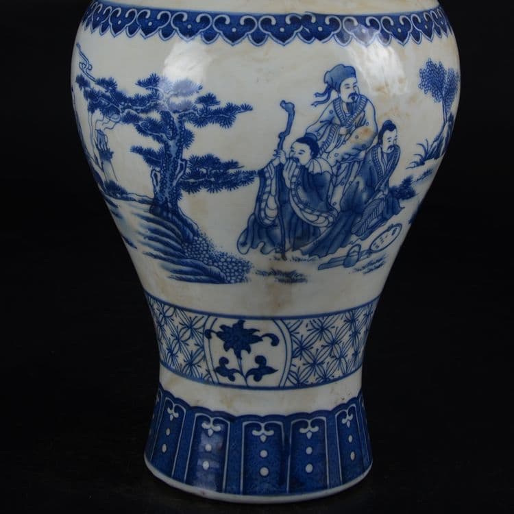 鯖人物魚尾の花瓶 景徳鎮 陶磁器 装飾品 現代工芸品 美術品 置物