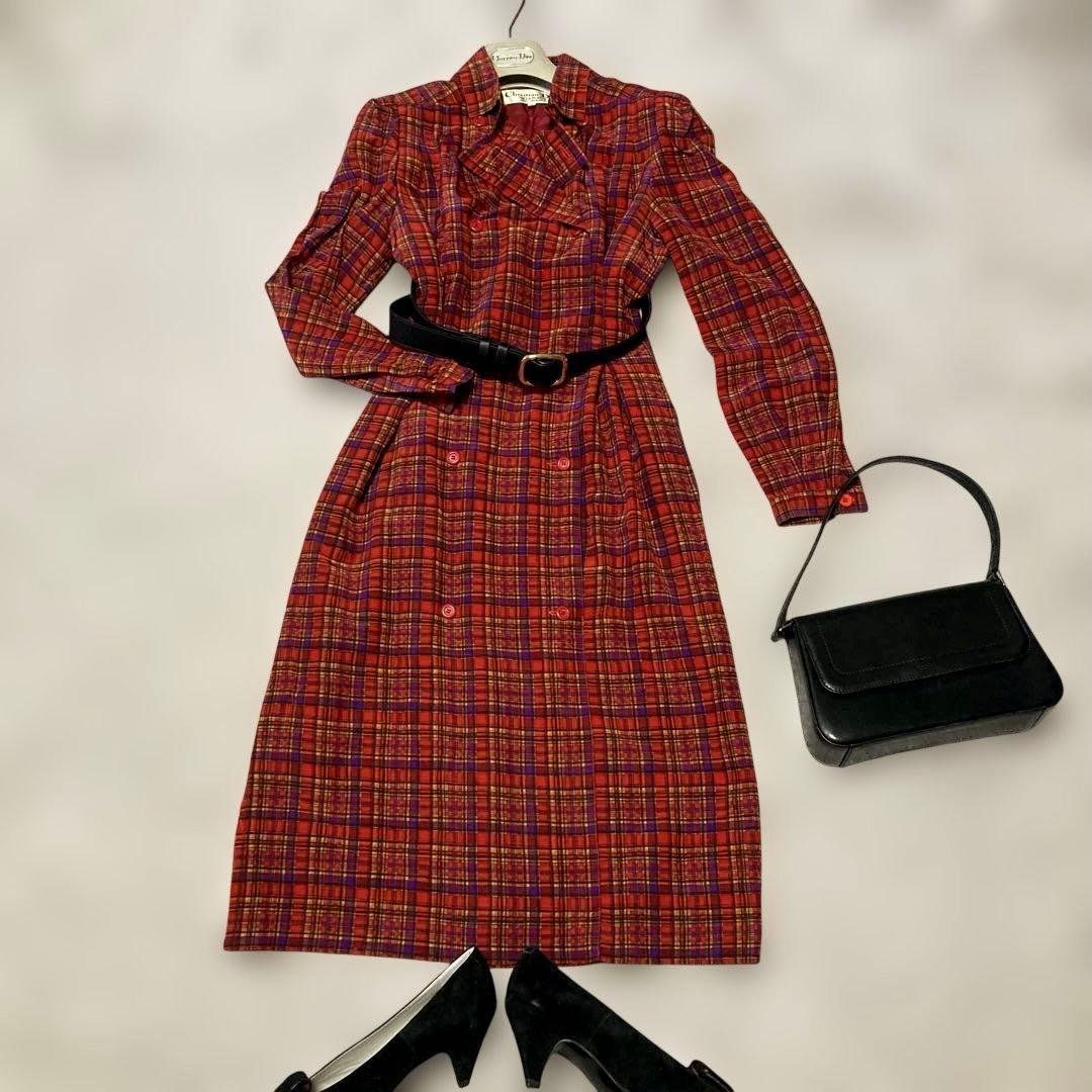 Christian Dior プレタポルテ シルク混ワンピースドレス★S〜M