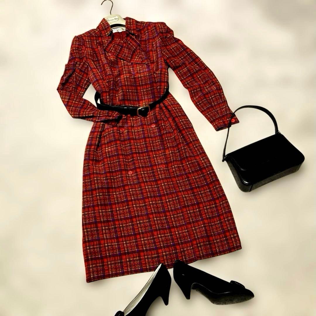 Christian Dior プレタポルテ シルク混ワンピースドレス★S〜M