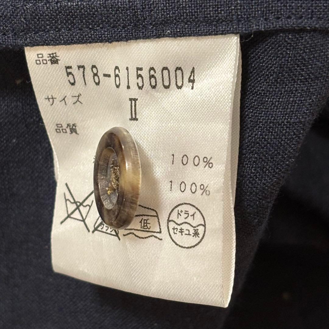 マーガレットハウエル 麻100 日本製 ロングシャツワンピース Ⅱ 上品ネイビー
