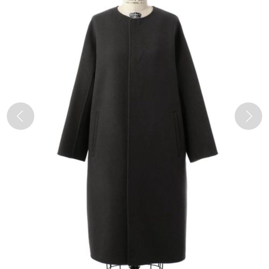 美品✨Drawer ドゥロワー ノーカラーリバーコート ウール カシミヤ 36