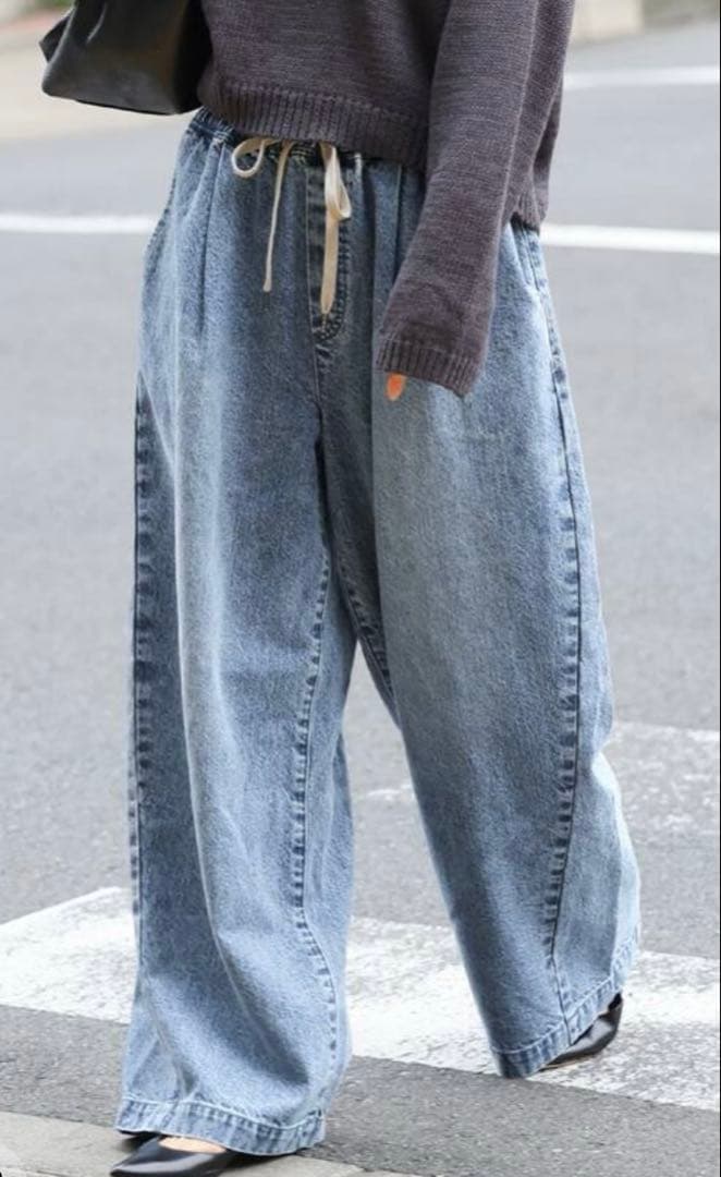 イージーデニムワイドパンツ
