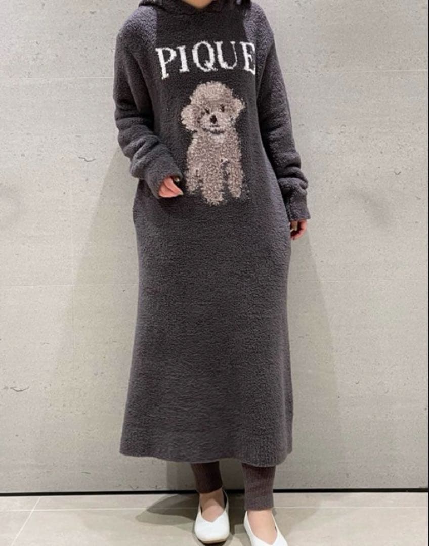 ジェラートピケ　トイプードルジャガードワンピース　わんちゃん　DOG ドレス