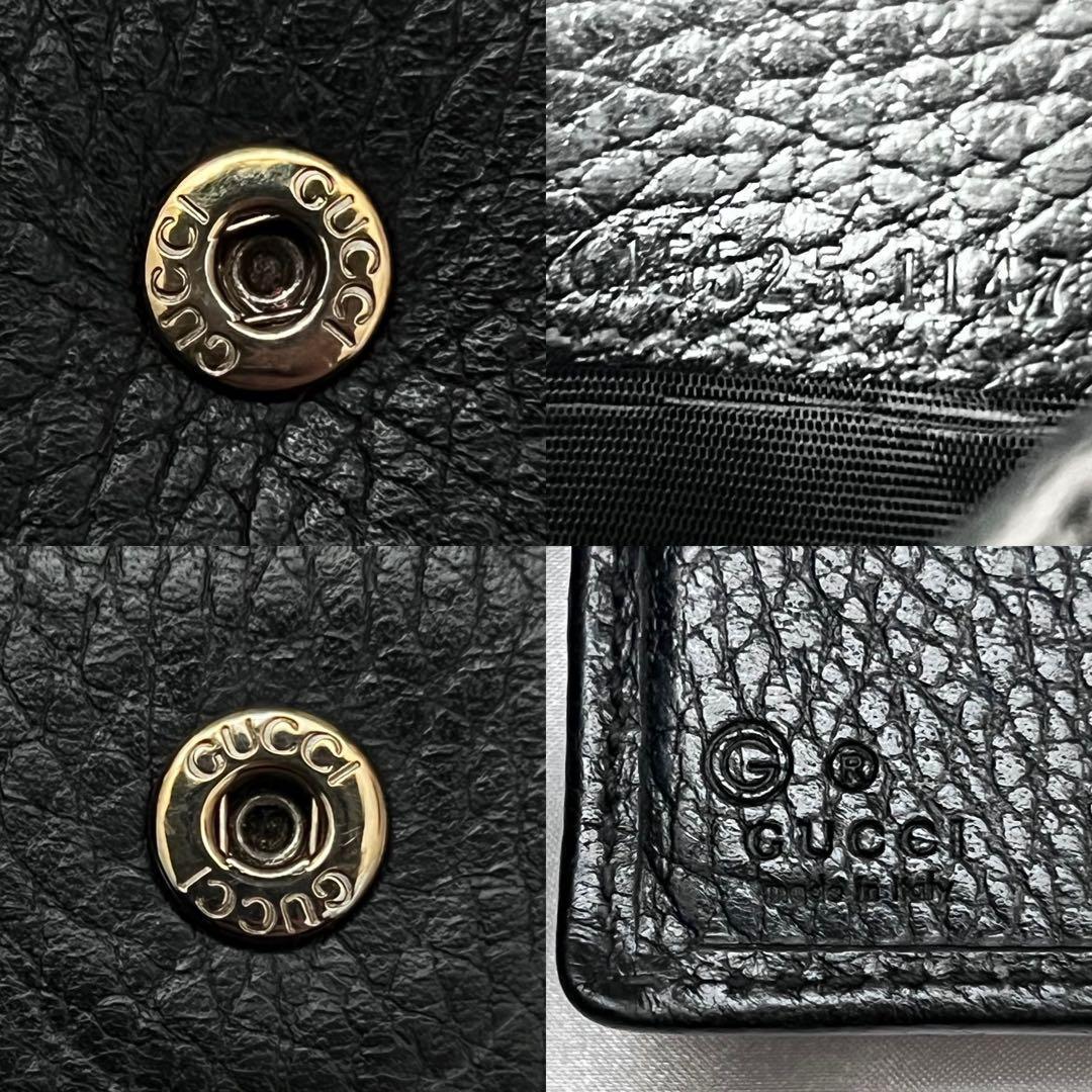 ◇美品◇グッチ　615525　コンパクト二つ折り財布　ゴールドGG金具　ブラック