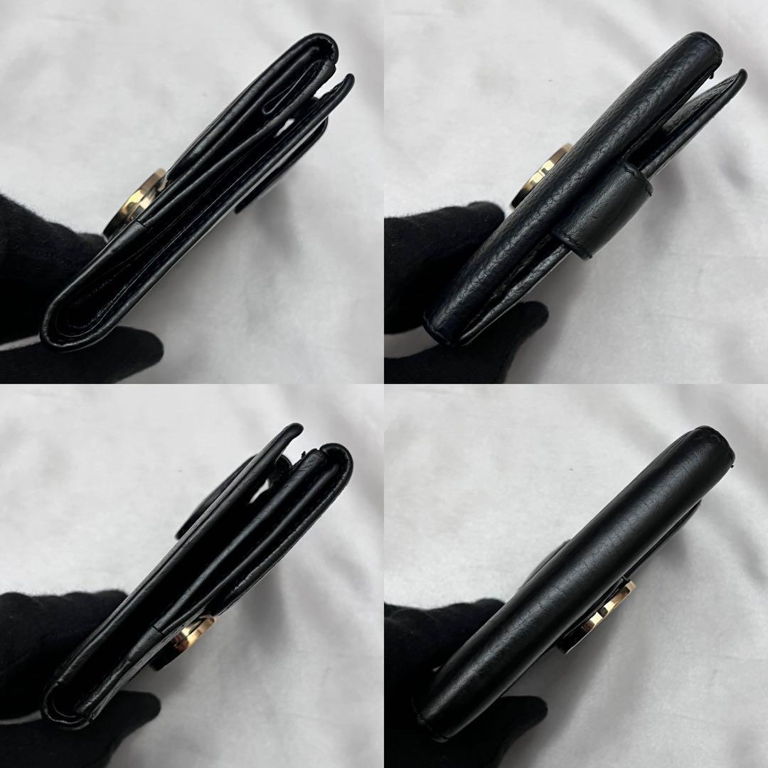 ◇美品◇グッチ　615525　コンパクト二つ折り財布　ゴールドGG金具　ブラック