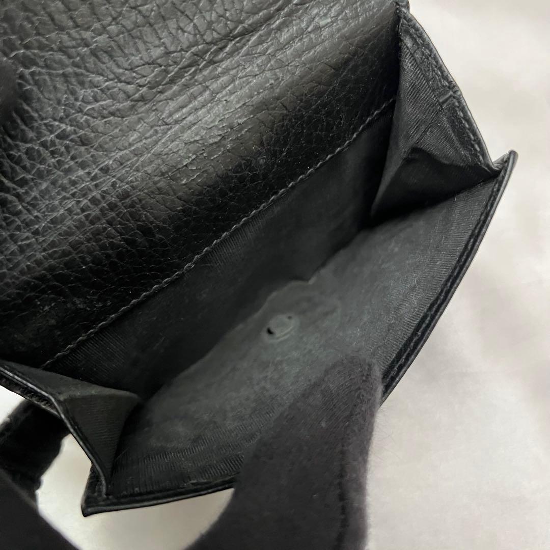 ◇美品◇グッチ　615525　コンパクト二つ折り財布　ゴールドGG金具　ブラック