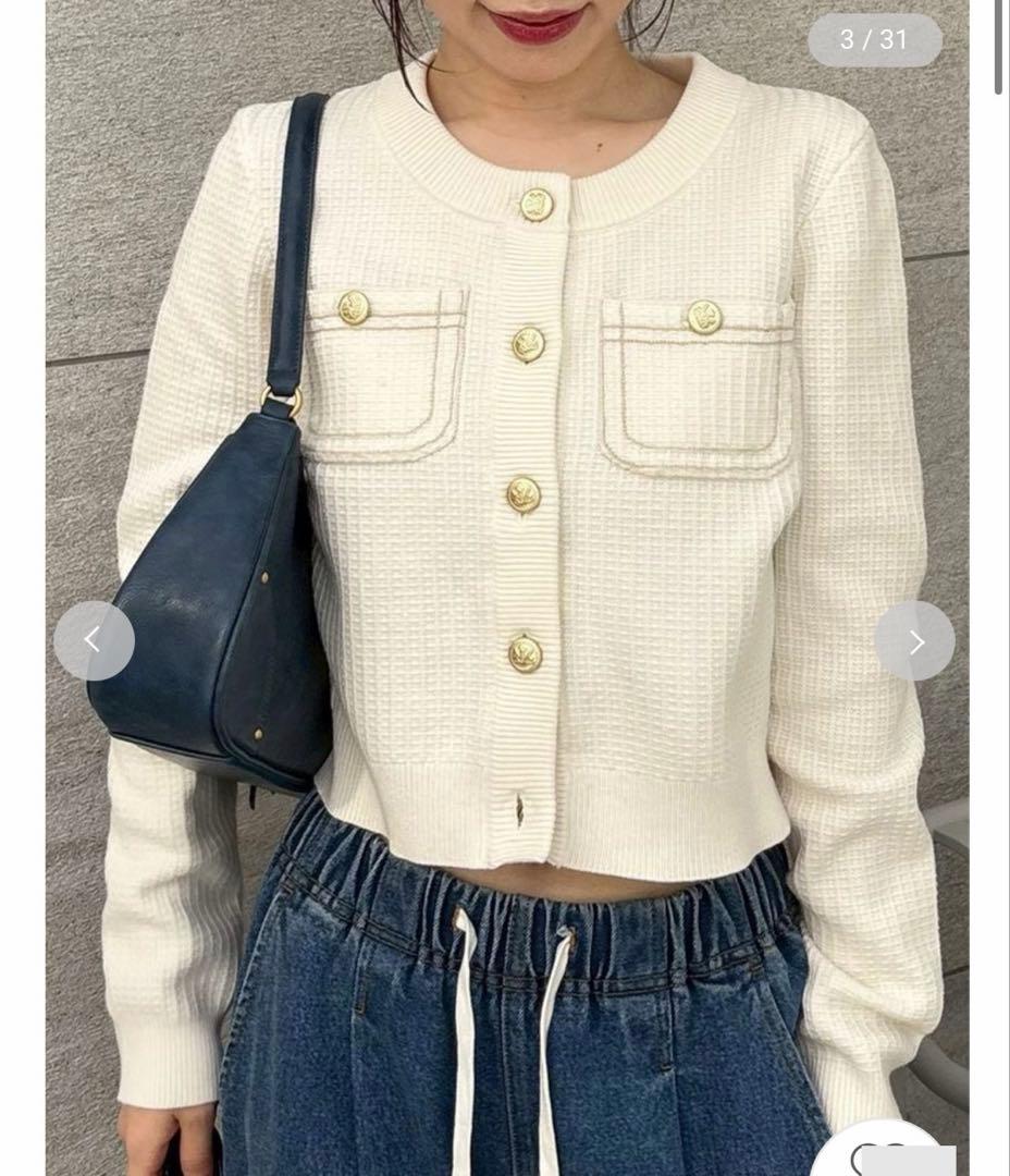 新作新品タグ付き　リリーブラウン♡コットンニットジャケット