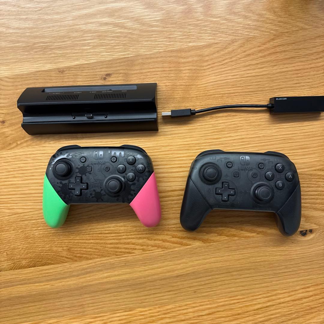 Nintendo Switch 本体　プロコン2個　ドッグ　有線LAN接続
