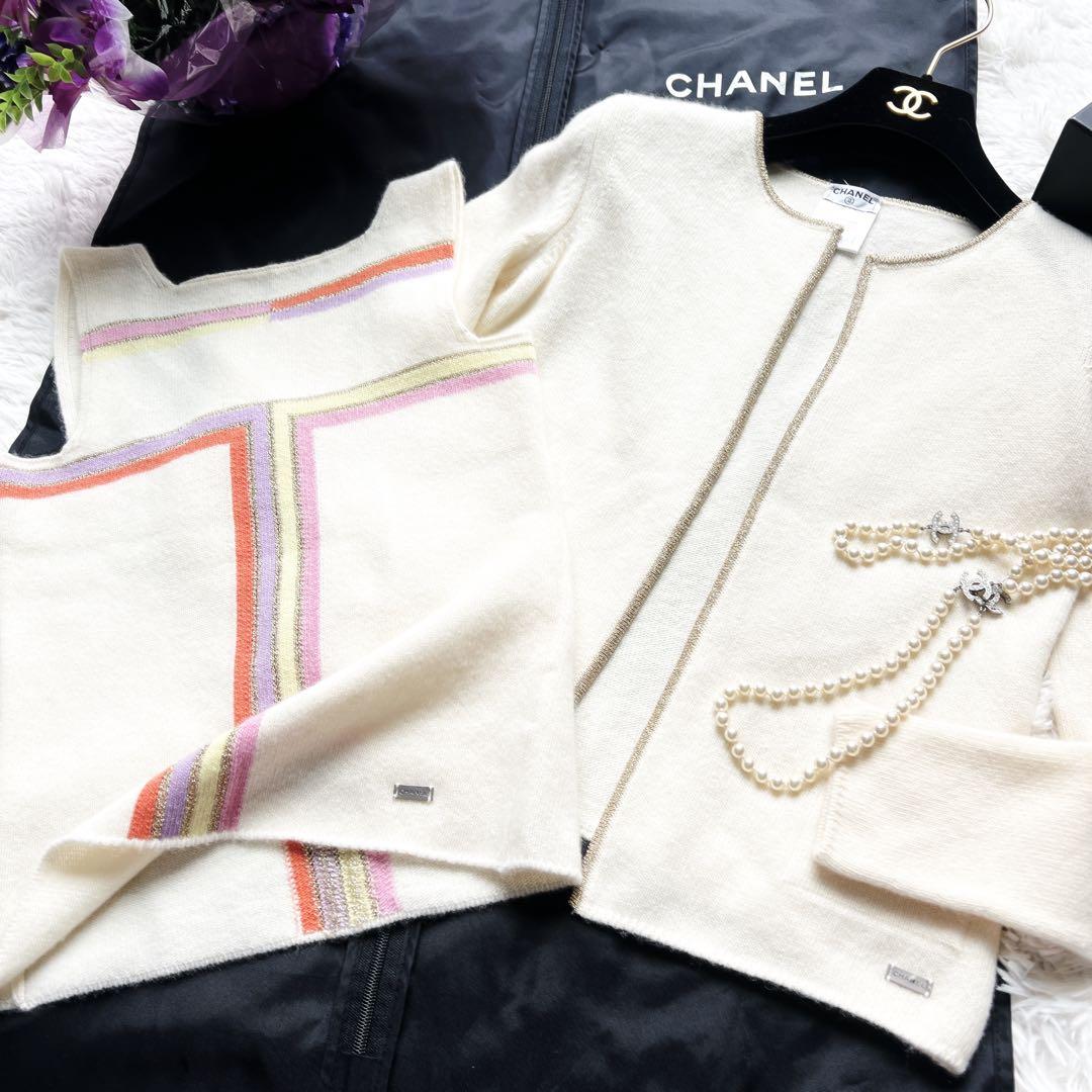 極美品　CHANELシャネル カシミヤ ジャケット　カーディガン　アンサンブル