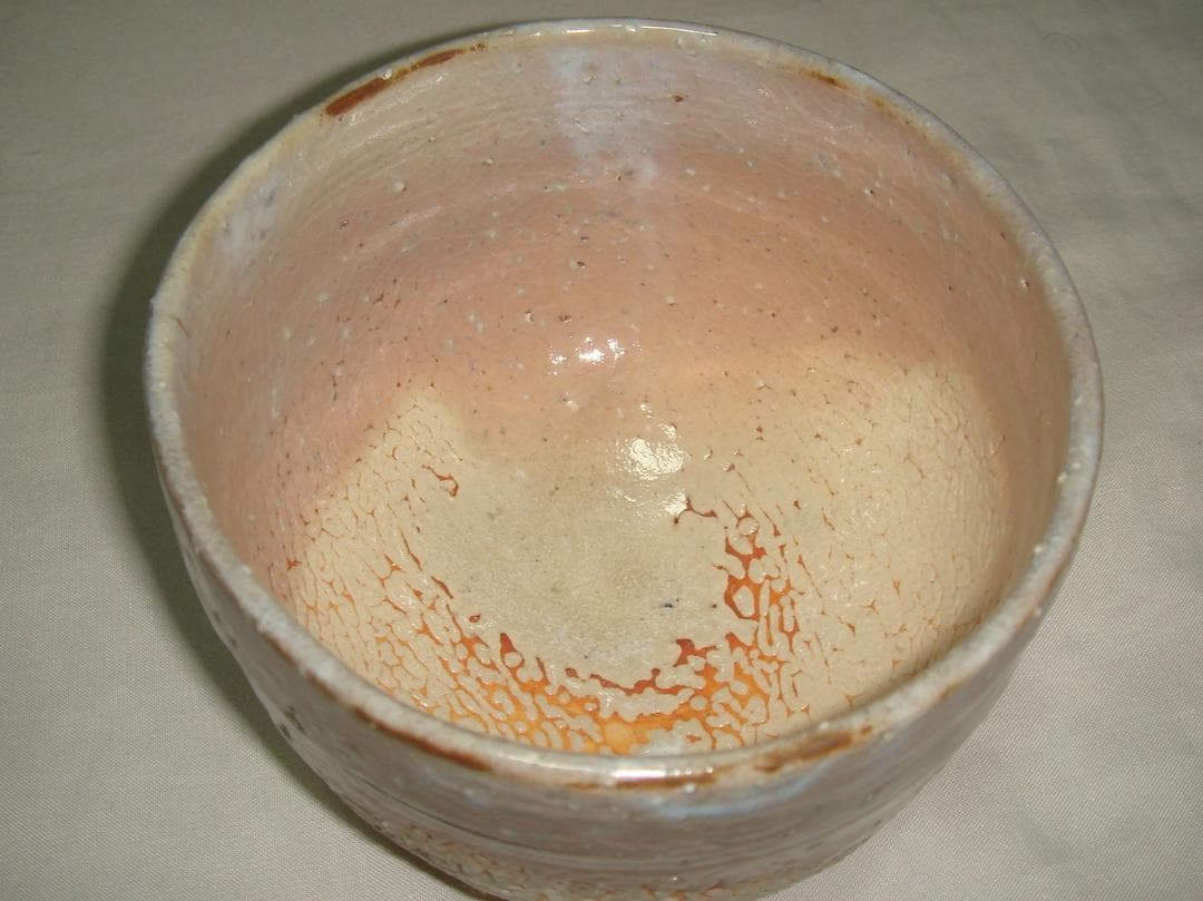 茶道具　萩梅花皮茶碗　東光山松緑窯　十一代大和松雁作　萩焼梅花皮茶碗　超美品！！