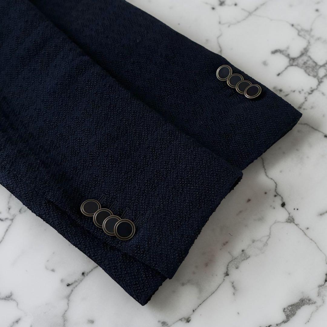 【未使用級】LARDINI ブートニエール付テーラードジャケット ネイビー 48