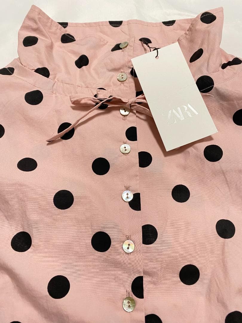 ZARA ドットプリントジャケット ライトピンク S 水玉