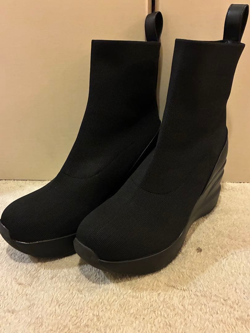 orMORE オアモア ニット 厚底 ヒールアップブーツ ブラック 黒 24